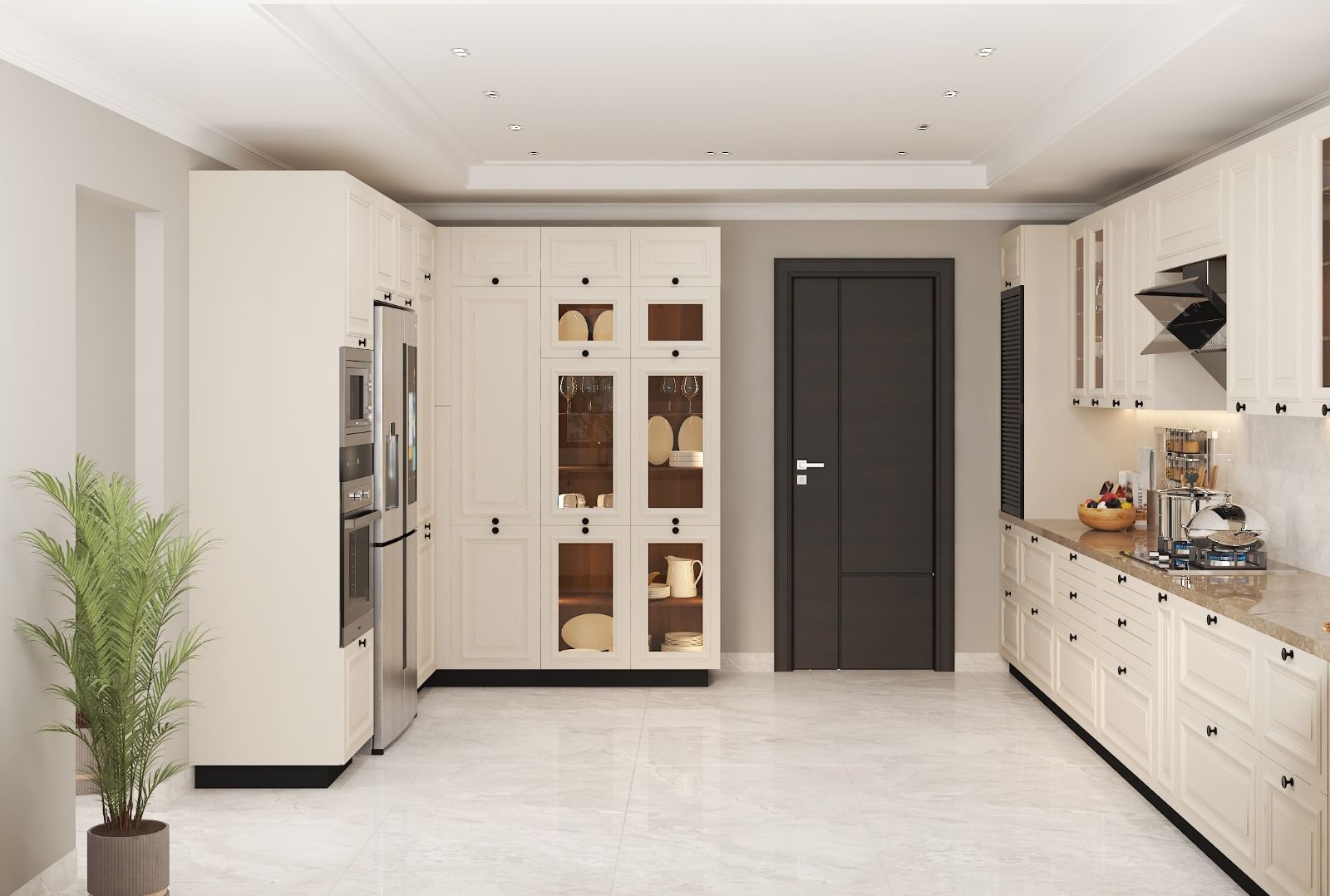 Cream Kitchen with Smart Fridge, Kanpur